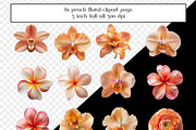 Peach Floral Clipart, Peach Flowers, an Object Graphic by AllTheKewtClipart (Thumbnail 2 of 5)