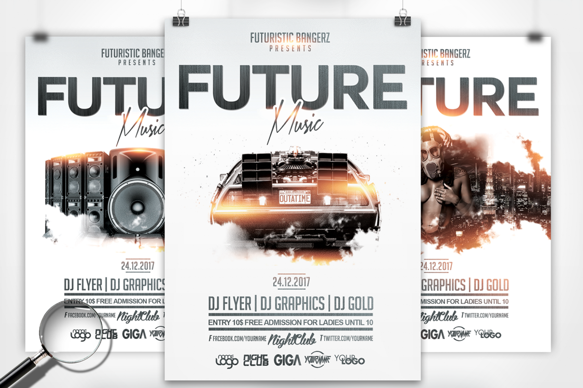 Future Music | 3in1 Flyer Template, a Flyer Template by GIGA-TEMPLATE (Photo 1 of 10)