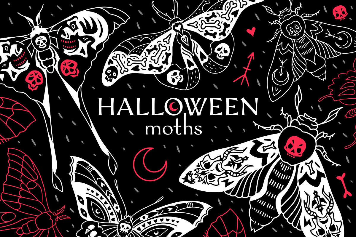Halloween moths, a Decorative Illustration by OlgaSoi007 (Photo 1 of 7)