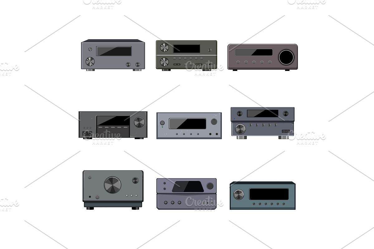 av receiver set cartoon vector, an Object Illustration by pikepicture