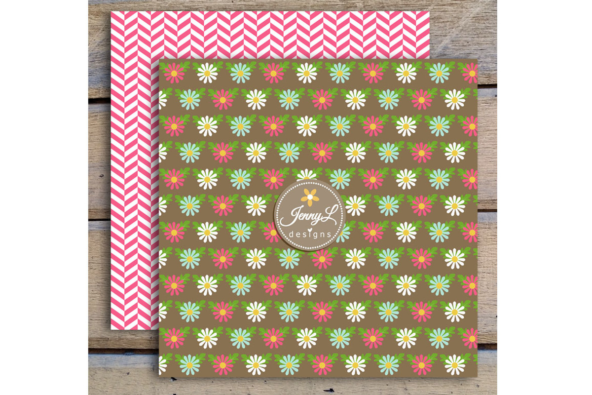 Daisy Flower Digital Paper & Clipart, a Pattern Graphic by JennyL Designs (Photo 3 of 5)