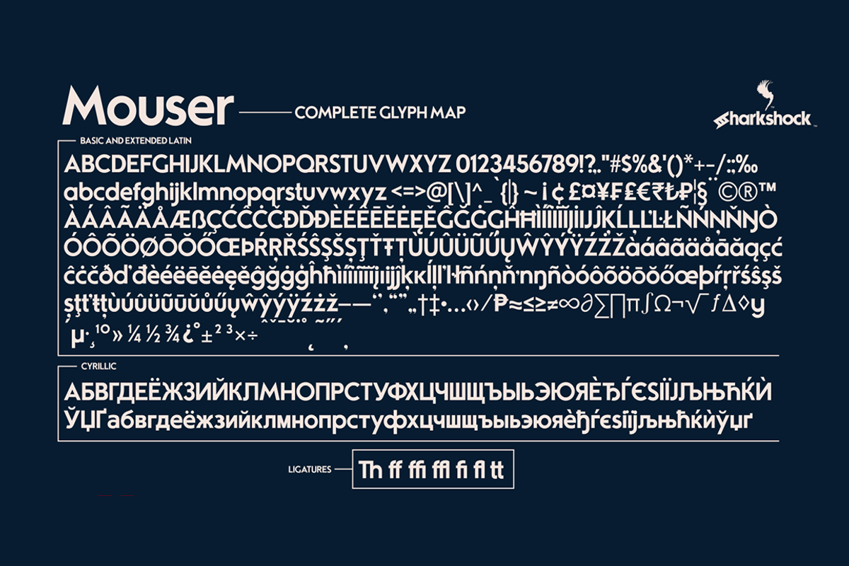 Mouser, a Sans Serif Font by Sharkshock (Photo 2 of 5)