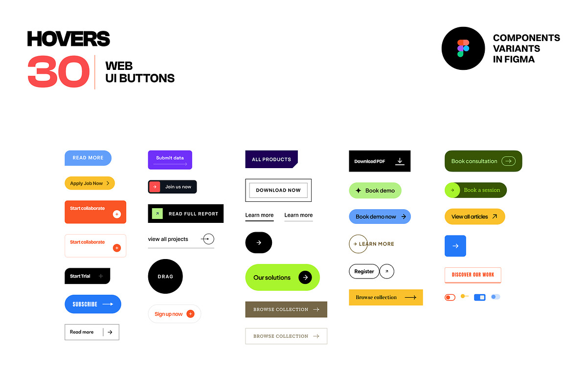 Hovers Figma Web UI Buttons Kit, an UI Kit Template by neuwebz (Photo 2 of 4)