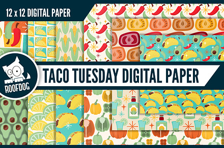 Tacos and tequilas digital paper