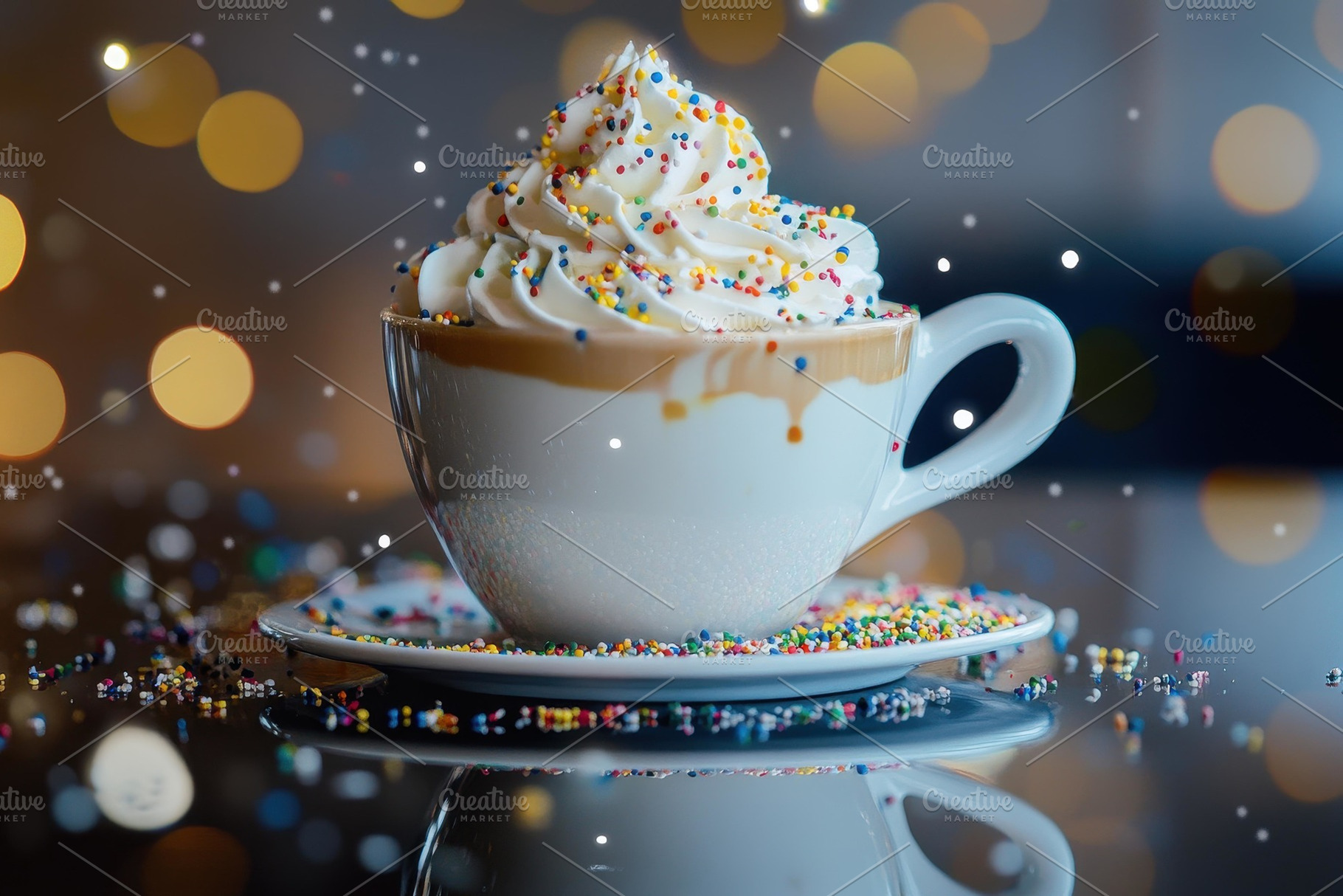 Delicious dessert coffee topped with, a Photo by Tanuart