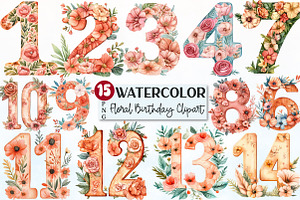Floral Birthday Numbers Clipart, a Seasonal Illustration by Rose Art