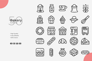 Bakery Outline Icons, an Outline Icon by Bloodline