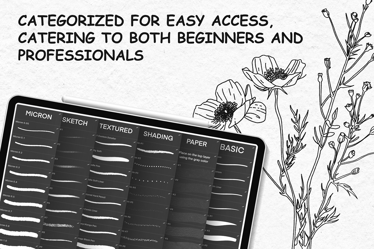 100+ Fine Line Procreate Brushes, a Brush Add-On by BrushArchive (Photo 5 of 10)
