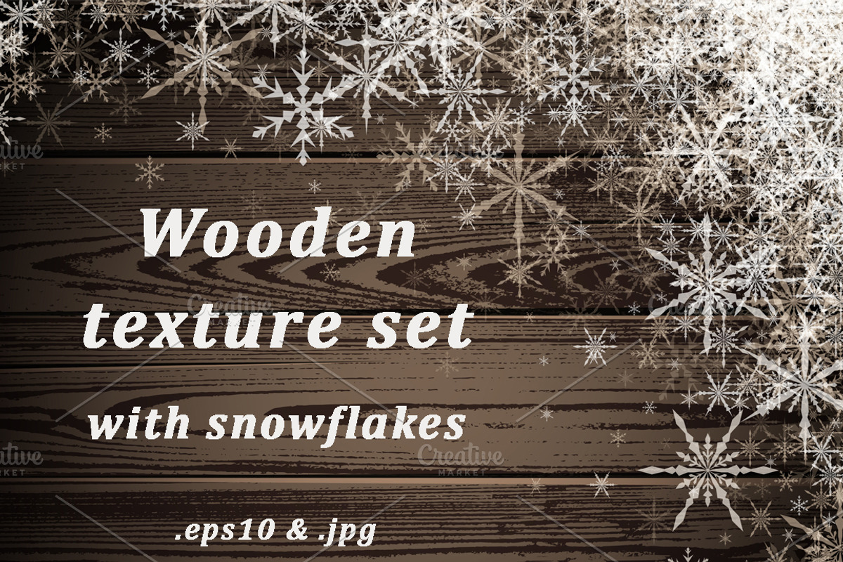 Wooden texture set with snowflakes, a Decorative Illustration by Vjom (Photo 1 of 6)