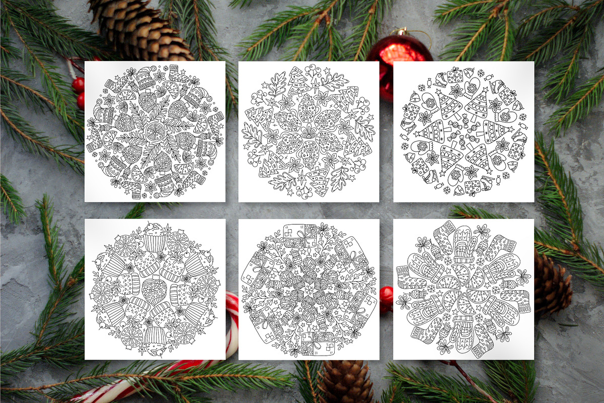 Winter Mandalas | Coloring Pages, a Decorative Illustration by ChristinaDesigns (Photo 2 of 4)