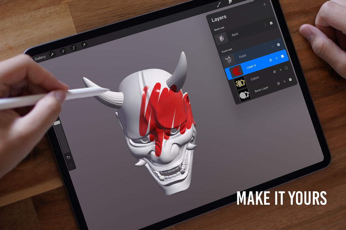 Hannya Mask 3D Model for Procreate, an Object 3D Model by InkRef (Photo 5 of 6)