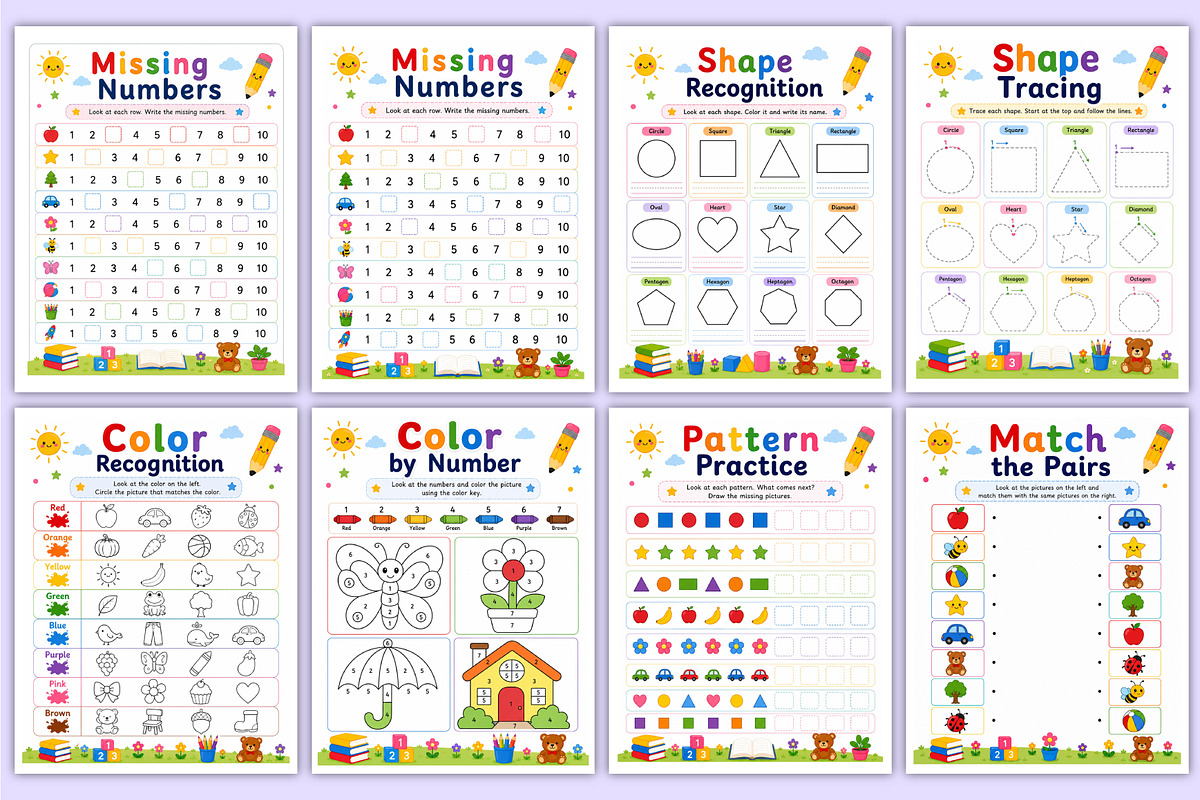 Preschool Activity Workbook | Learn, a Stationery Template by Mustafiz (Photo 3 of 5)