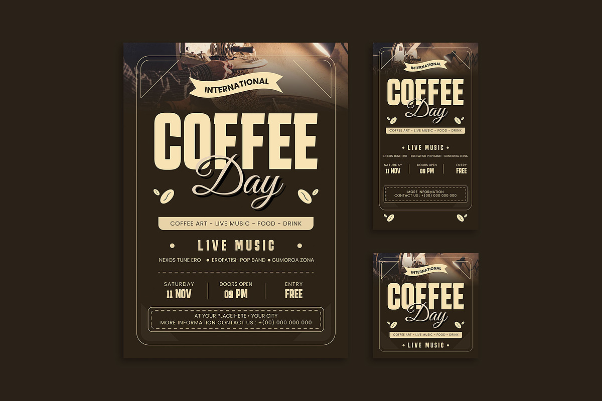 Vintage International Coffee - Flyer, a Flyer Template by Haidezign