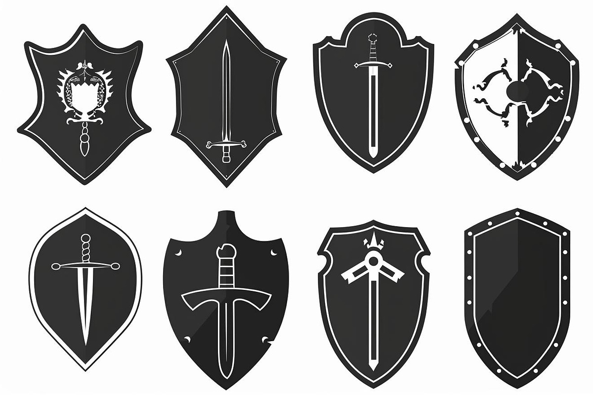 Medieval Shield Silhouette Set, an Illustration by hafijul (Photo 6 of 10)