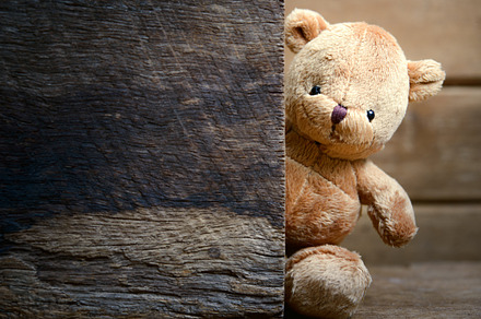 Bear doll featuring alone, animal, and baby