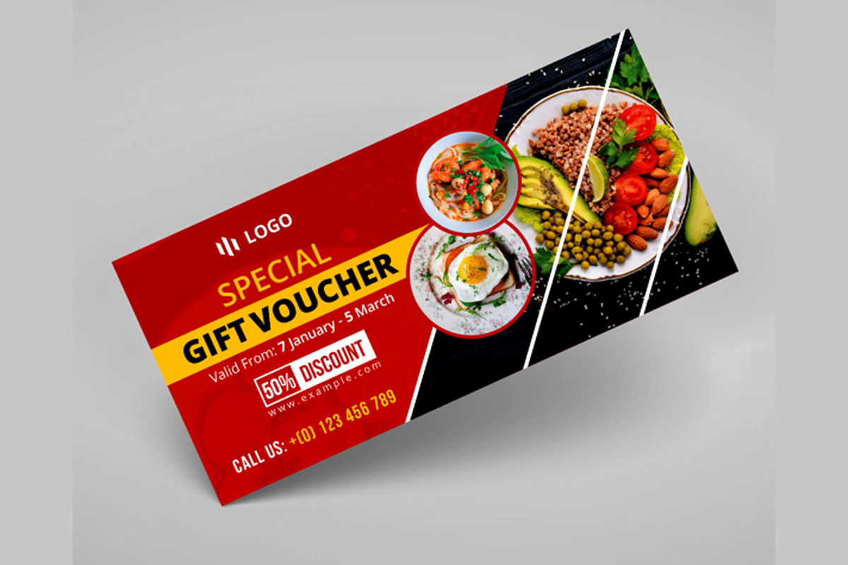Food-Restaurant Gift Voucher, a Card Template by DesignOriel