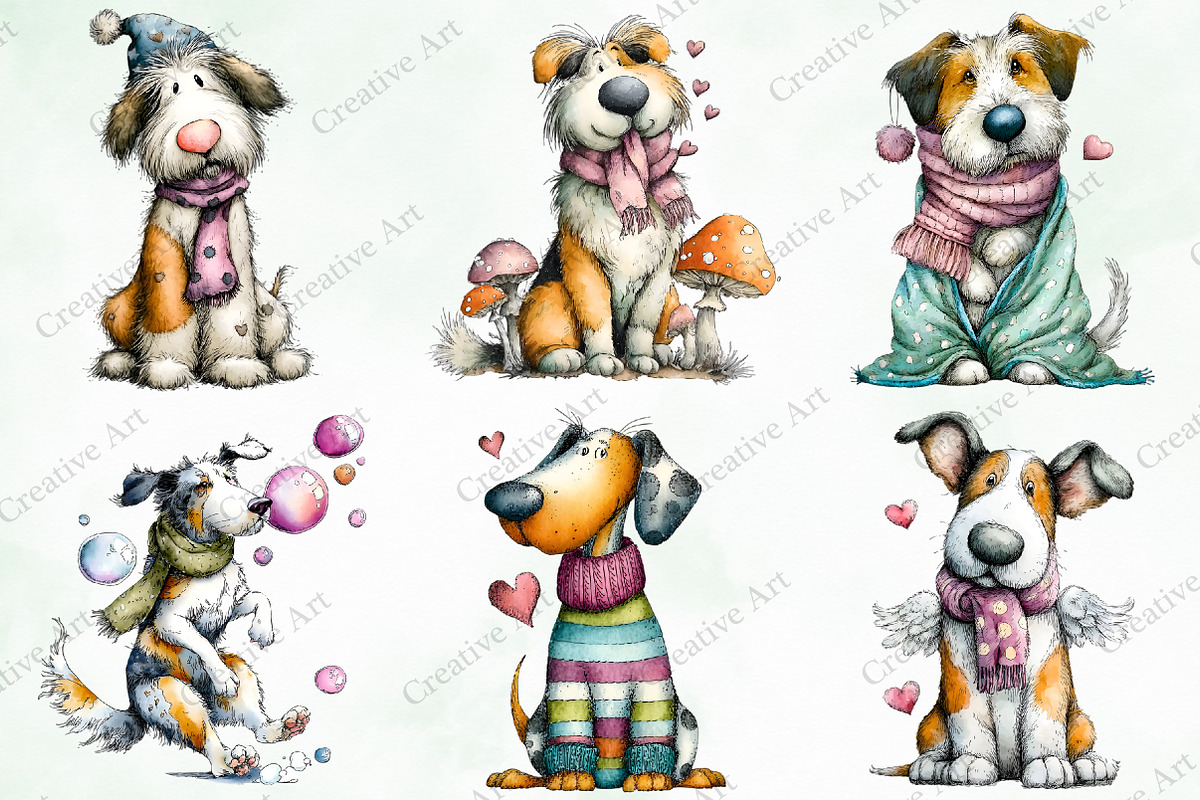 Valentine Quirky Dog Clipart Bundle, an Illustration by Creative Art (Photo 6 of 10)