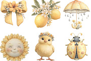 Whimsical Yellow Spring Clipart, an Illustration by Designking (Thumbnail 2 of 5)