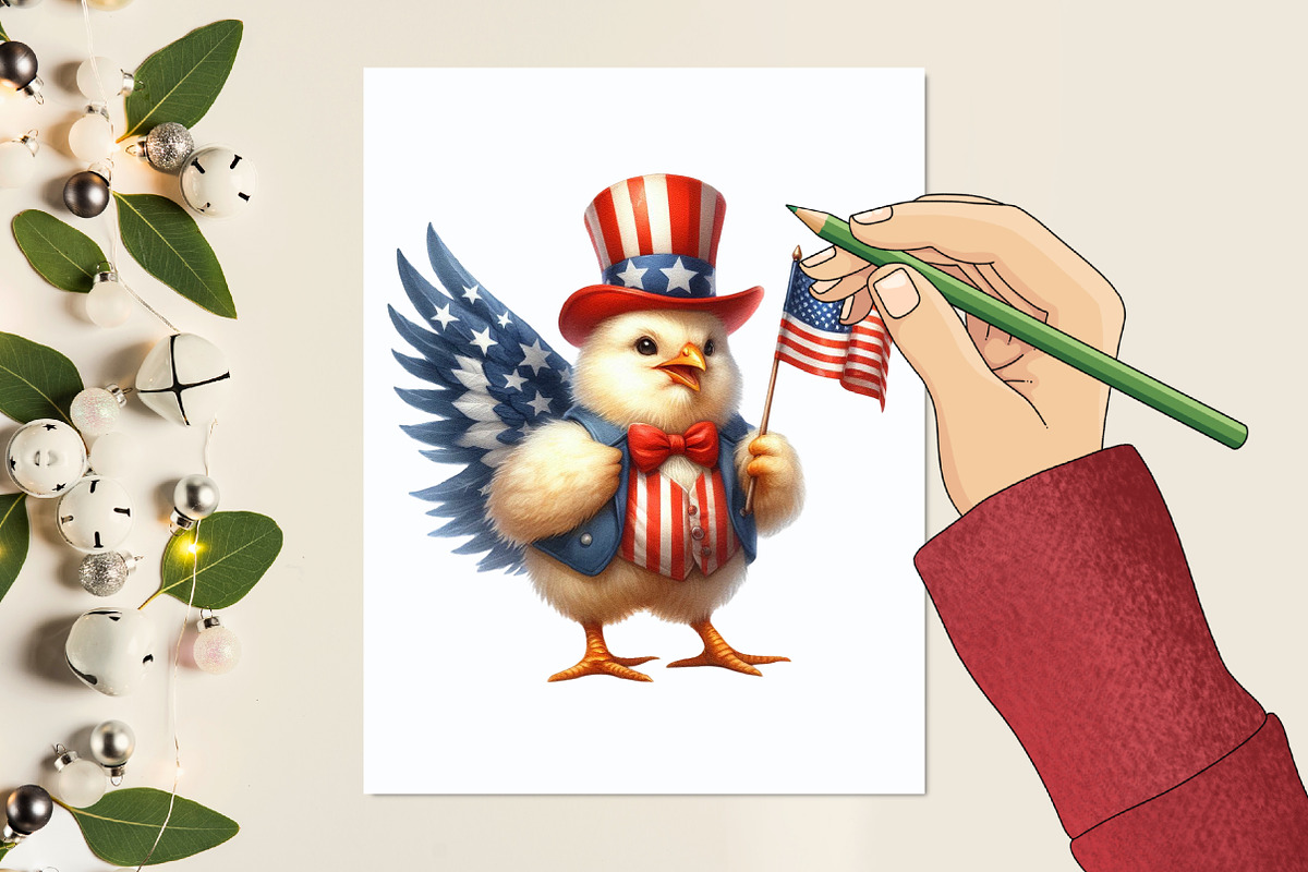 Patriotic USA Chicken Clipart, a Graphic by designcity5 (Photo 4 of 5)