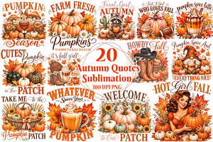 Autumn Quotes Sublimation Bundle, a Seasonal Illustration by OK Design