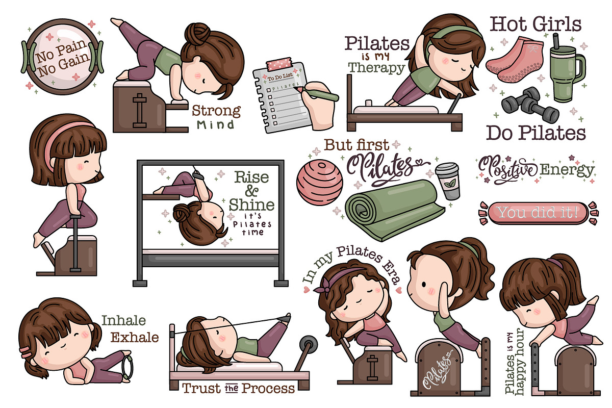 Pilates Clipart - Cute Sports Clip A, a Person Illustration by Inkley Studio