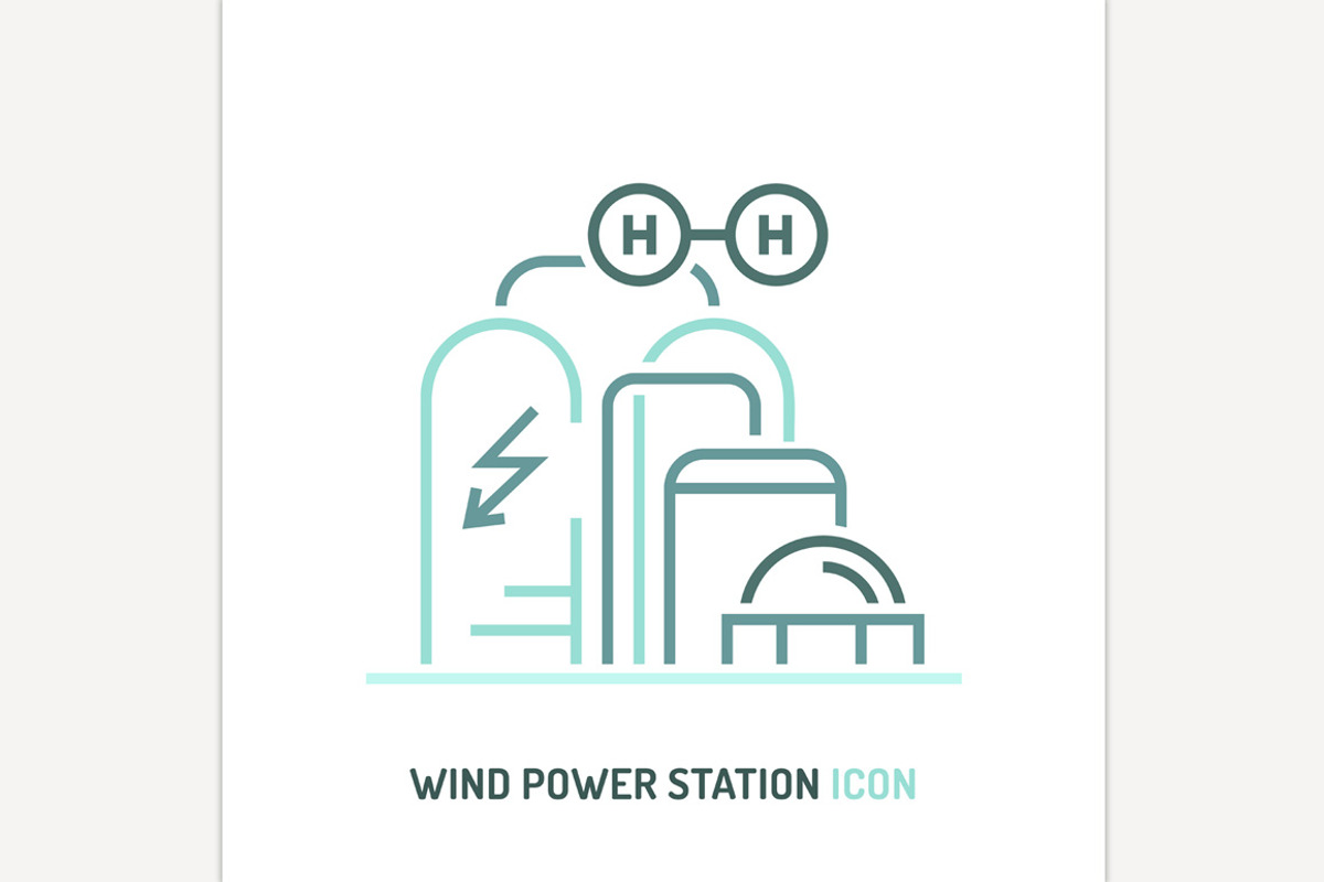 Hydrogen power station icon. Renovat, an Outline Icon by Anna's Shop