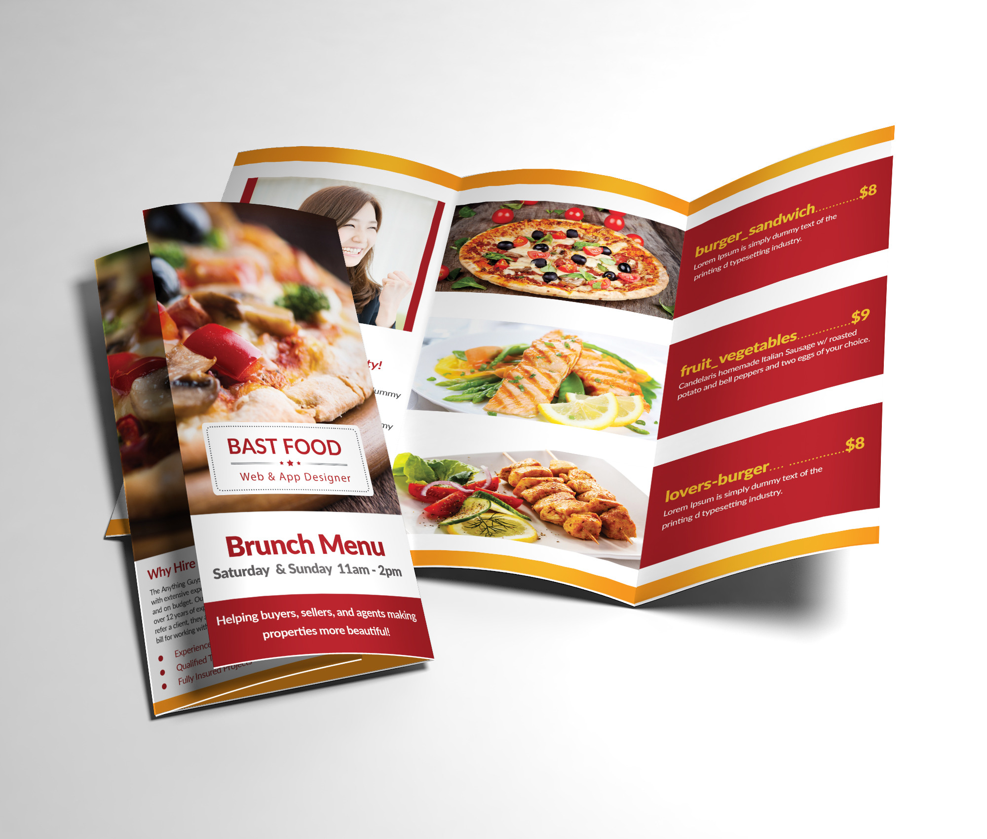 Food Menu Trifold Broshure, a Brochure Template by AfzaalGraphics