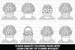 Floral Basket Outline Pack, an Illustration by jahid234