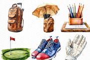 Watercolor Golf Court Clipart Bundle, an Illustration by Craft Nest (Thumbnail 2 of 6)