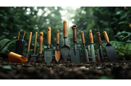 Assortment of gardening tools with, an Object Illustration by Sergey Kotenev