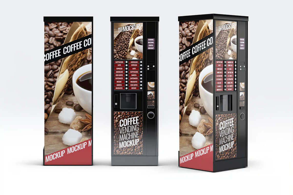 Coffee Vending Machine Mock-Up, a Product Mockup by DesignRushMarket (Photo 1 of 5)