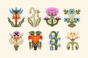Abstract flowers set + backgrounds, a Decorative Illustration by PaperTrident (Thumbnail 3 of 16)