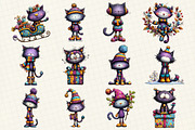 Whimsical Christmas Cat Clipart, an Illustration by DreamCafeArt (Thumbnail 4 of 6)