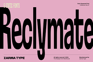 Reclymate – Extra Condensed Font, a Sans Serif Font by Zarma Type