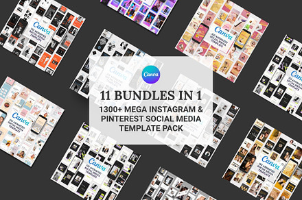 Mega Instagram & Pinterest Bundle, a Social Media Template by TheBrightGrap