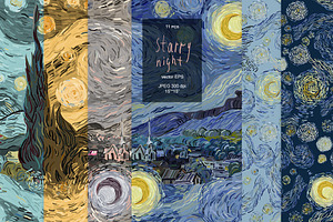 Starry Night Seamless Vector Set