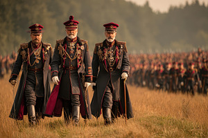 Three high ranking officers walking, a Photo by Pixeness Studio