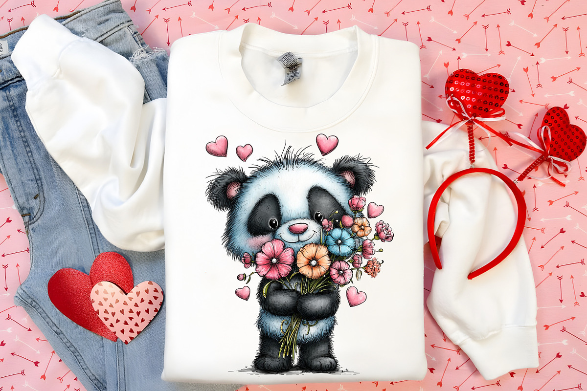 Watercolor Valentine Panda Clipart, an Illustration by Canvas Craft (Photo 4 of 6)