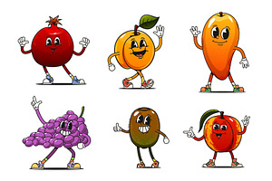 Cartoon groovy fruits, an Illustration by Vector Tradition