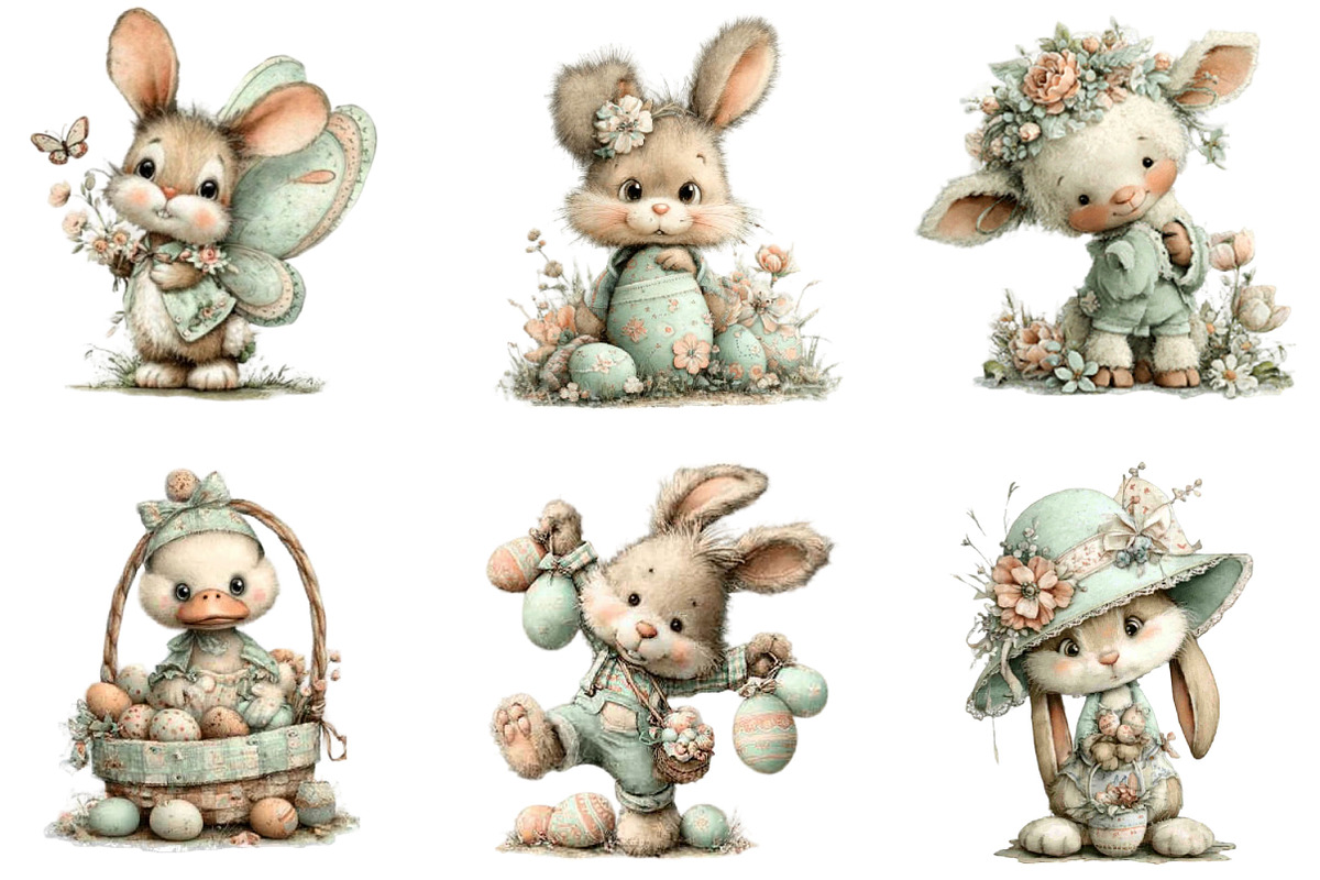 Whimsical Easter Animals Clipart PNG, an Illustration by Designking (Photo 3 of 5)