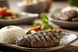 Grilled steak served with a portion, a Food & Drink Photo by MistyDay