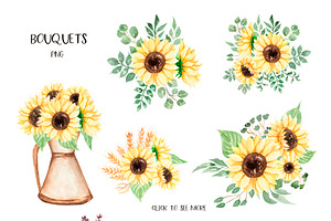 Watercolor Sunflowers, Honey & Bees