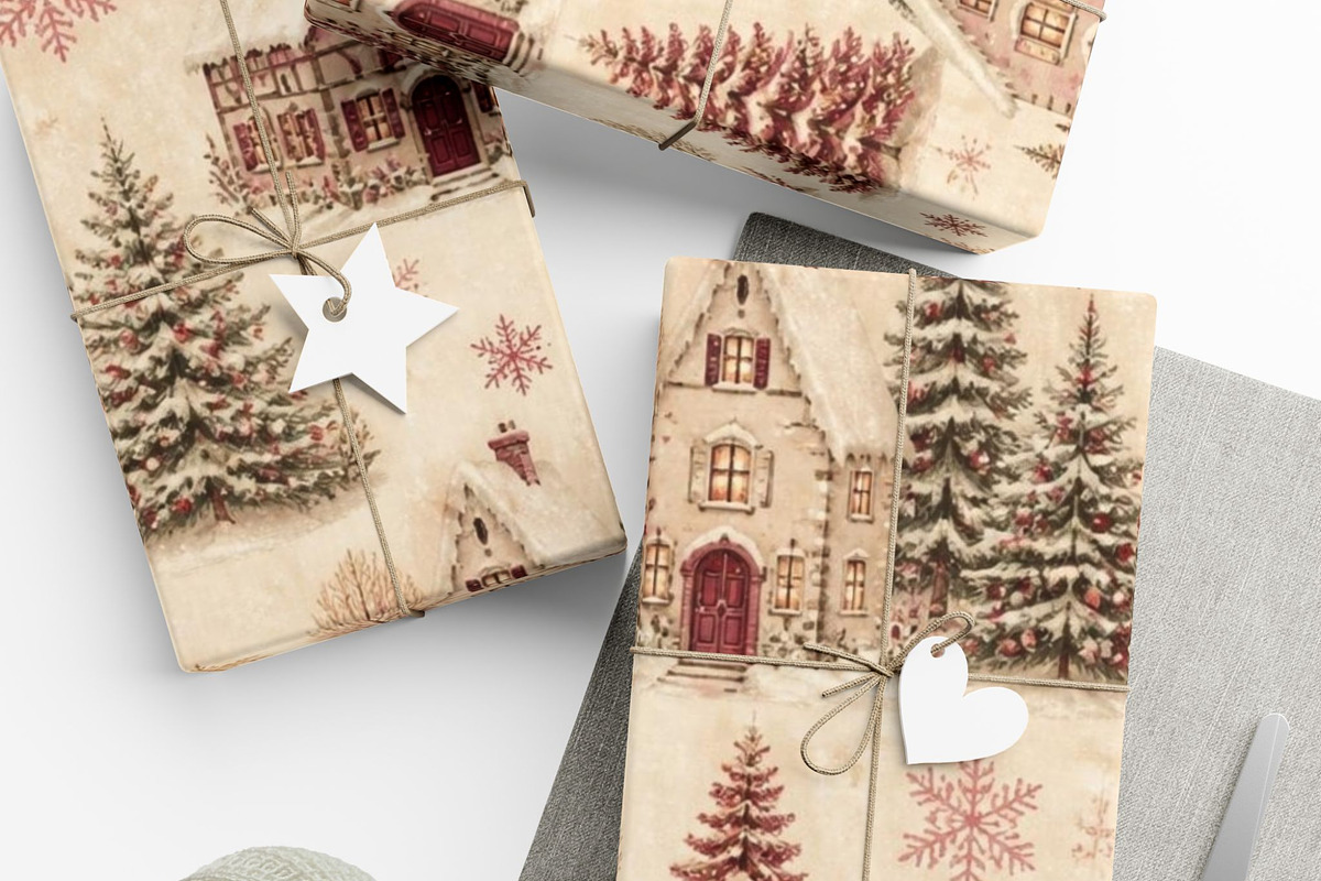 Vintage Christmas Digital Paper, a Pattern Graphic by elfy creative (Photo 2 of 4)
