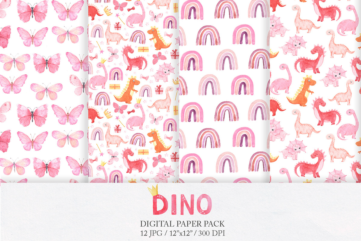 Watercolor Dinosaurs Girl clipart, a Background Graphic by LarysaZabrotskaya (Photo 7 of 9)