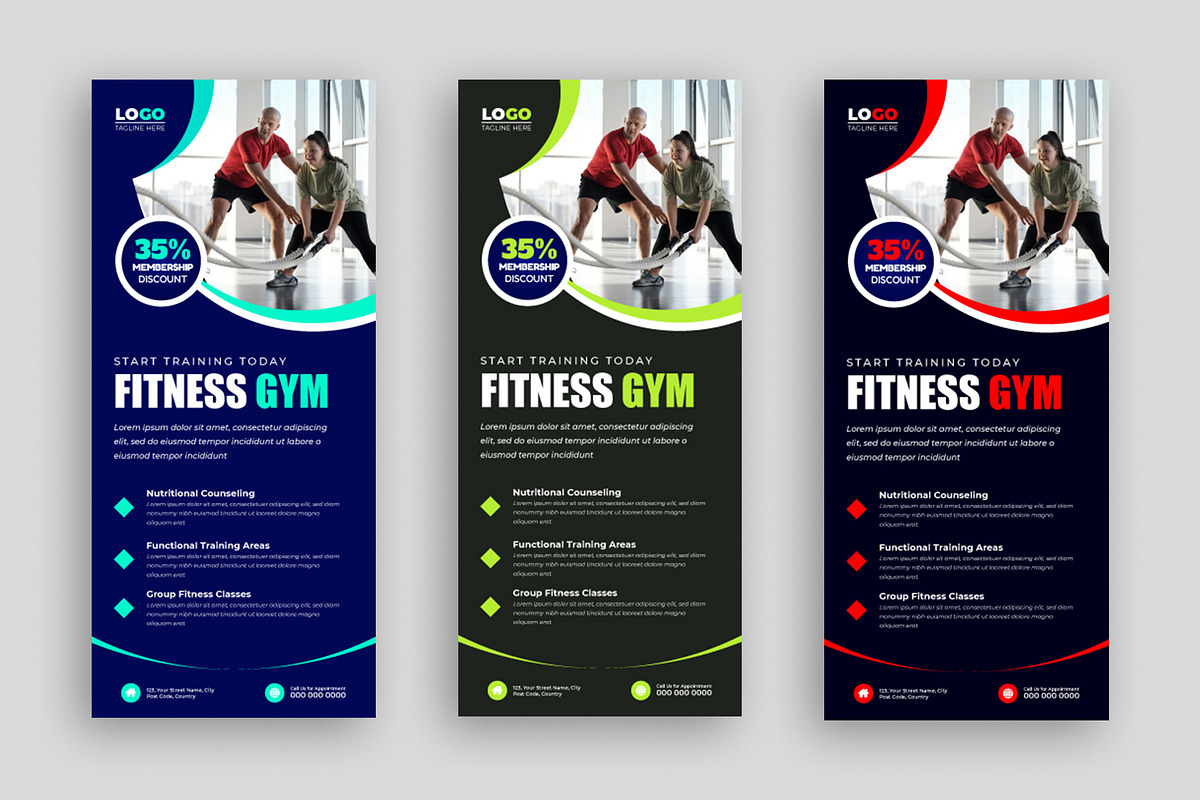 Fitness Gym rack card or dl flyer, a Flyer Template by nandinigraphics