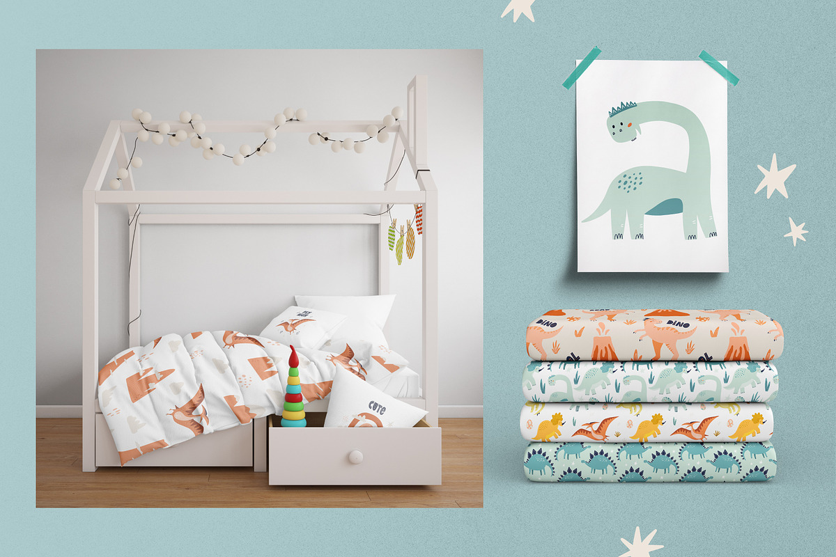 Cute Dino. Abstract Kids Set, an Object Graphic by MaNechaeva (Photo 9 of 12)