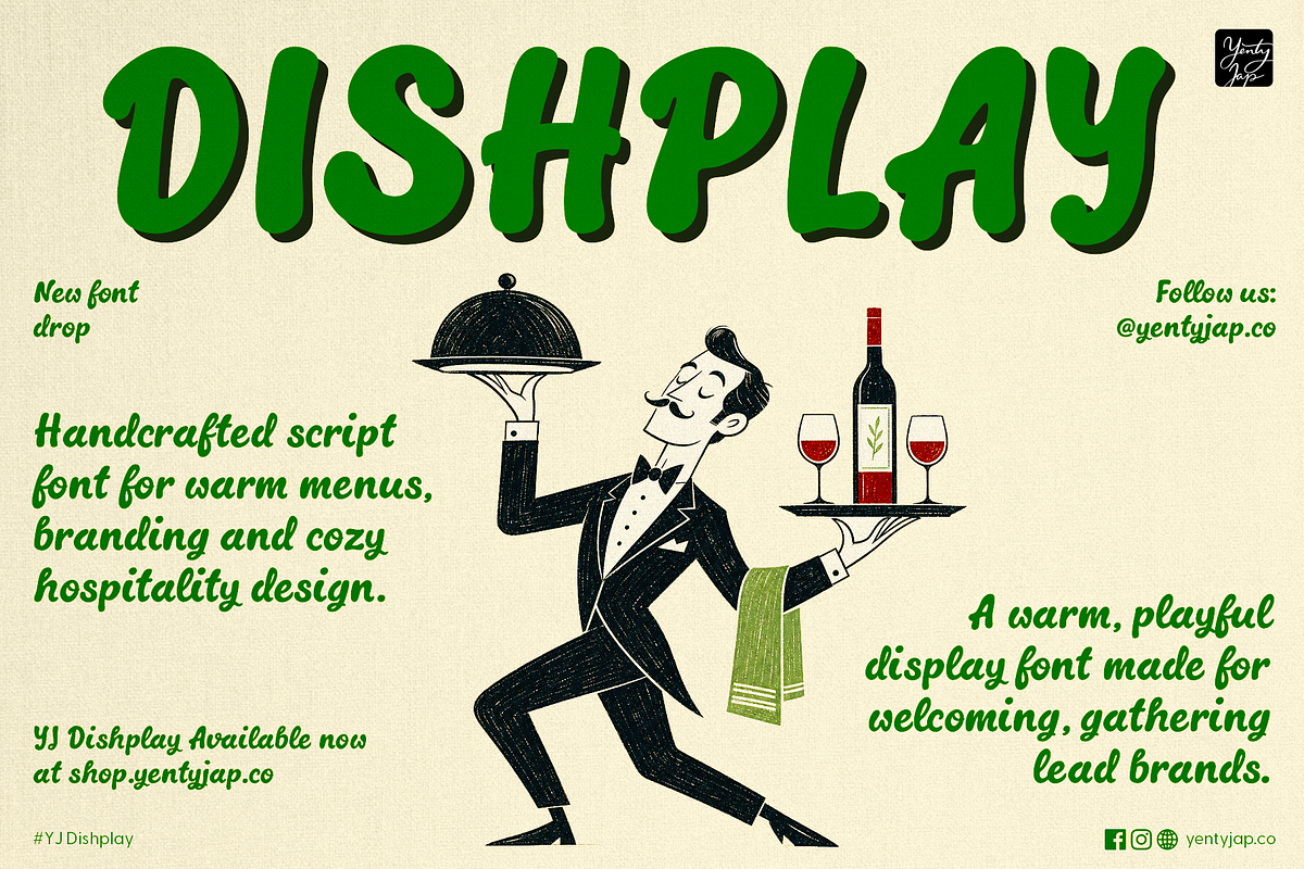 YJ Dishplay – Playful Display Font, a Handwritten Font by YENTY JAP CO (Photo 7 of 7)