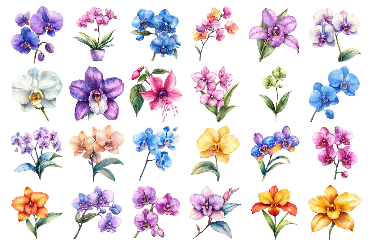 Delicate Orchid Flower Clipart, an Illustration by Daily.Designs (Photo 4 of 4)