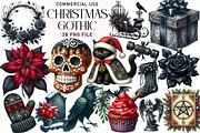 Gothic Christmas Watercolor Clipart, an Illustration by Daily.Designs (Thumbnail 1 of 4)