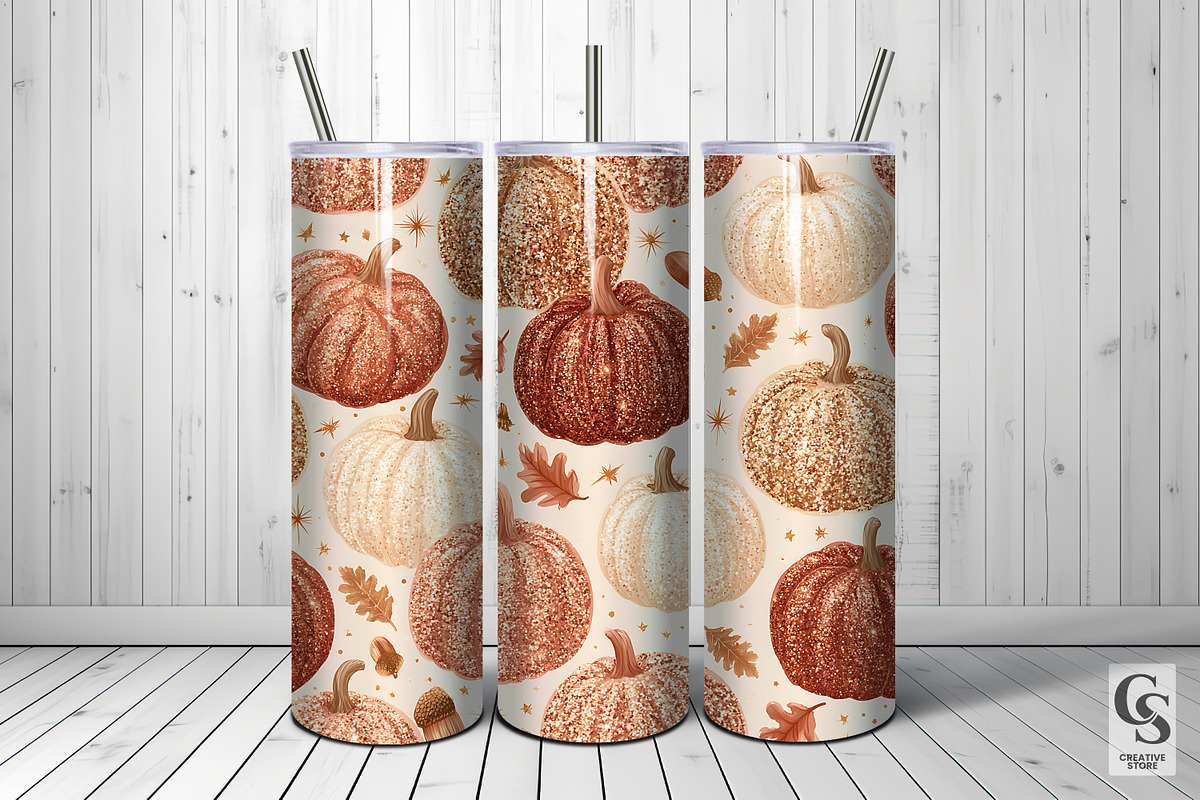 Fall Glitter Pumpkins Digital Paper, a Pattern Graphic by Creative Store (Photo 5 of 5)